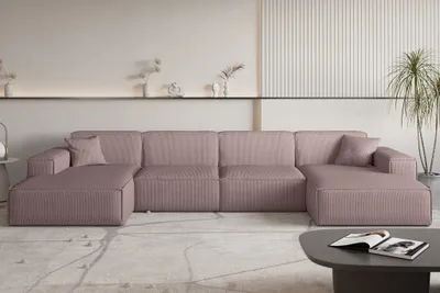 Produktbild von Wohnlandschaft Sofa U-Form CELES PREMIUM in Stoff Scala Lavendel