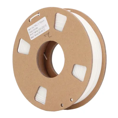 Zdjęcie produktu dla filament do drukarek 3D, filament TPU 1,75 mm, elastyczny zestaw filamentów TPU, miękki filament do druku 3D 95A, biały filament TPU, materiały eksploatacyjne do drukarek 3D