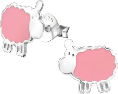 Produktbild von Ohrstecker 925 Sterling Silber mit Schaf in pink