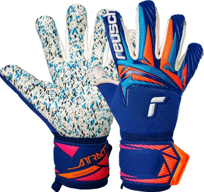 Image de Gants de gardien de but Reusch Attrakt Fusion Guardian Junior avec mousse adhérente professionnelle ultra-efficace 4126 sharp bleu/blanc/orange 6,5