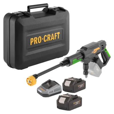 Zdjęcie produktu dla Akumulatorowa myjka wysokociśnieniowa Procraft CW20bb 20 V 30 bar 180 l/h bezszczotkowa + 2x akumulator 4,0 Ah + ładowarka + walizka