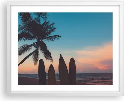 Produktbild von Gerahmtes Poster - Weißer Rahmen - Strand Meer Palme - 50x40 cm - Wand Bild - Wanddeko - Wandbilder - Kunstposter - Wandposter - Bilderrahmen - Bilder - Kunstdruck - Wandbild - P2WAA50x40-4080