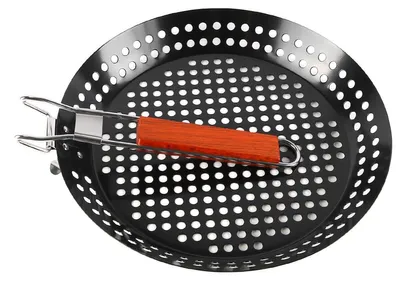Klappbare Grillpfanne 30 cm, antihaftbeschichtet, Holzgriff
