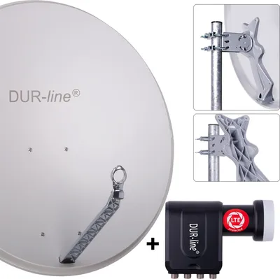Produktbild von DUR-line Select 85/90cm Komplettanlage hellgrau + Octo LNB