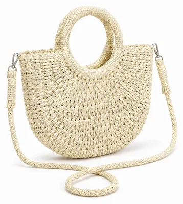 Produktbild von ZHITENG 24×6×26cm Korbtasche Klein Strohtaschen Damen Sommer Stroh Tasche