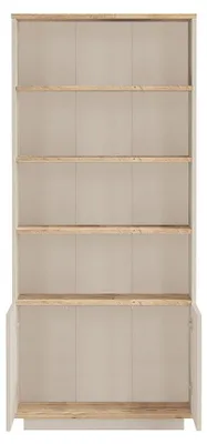 Produktbild von Bücherregal mit 2 Türen und 4 Fächern – Beige und Natur – LOTULA