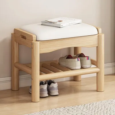 Produktbild von Holzschuhbank mit Stauraum und Sitzfläche