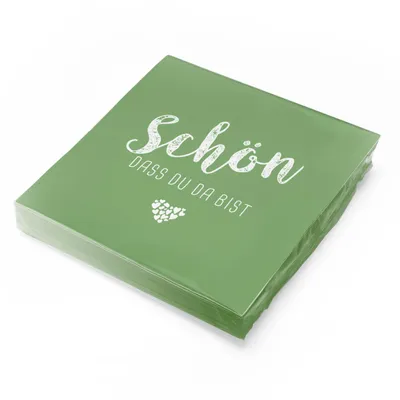 Produktbild von itenga 20x Serviette Schön dass du da bist Salbei grün Set