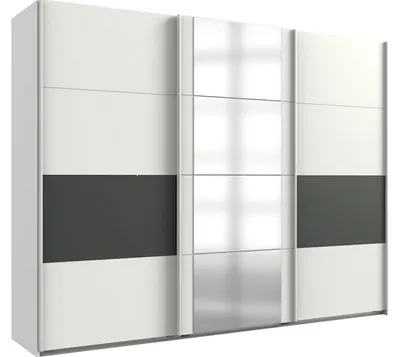 Immagine prodotto di Armadio ad ante scorrevoli Barmbek Armadio con specchio, bianco/grafite, 270x64x208cm