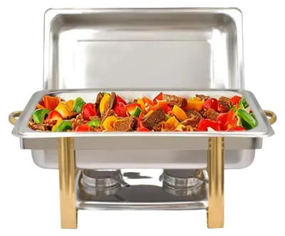 Imagen del producto de Calentador de buffet de 9 litros - Bandeja calentadora - Recipiente para mantener los alimentos calientes - Calentador de alimentos - Sartén calentadora - Acero inoxidable
