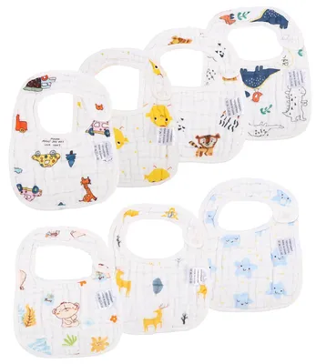 Productafbeelding van Set van 7 unisex babybilletjes van katoen met drukknoopsluiting