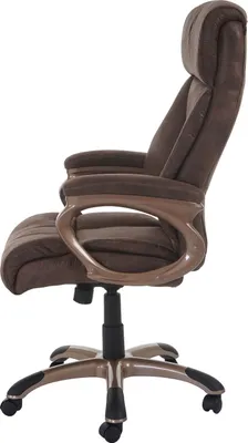 Image de Chaise de bureau Dallas, chaise de bureau chaise de direction, ® ~ aspect daim taupe-brun