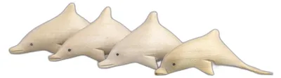 Produktbild von Miniatur 4cm Holzdelfin handgeschnitzt 4 Stück 3cm