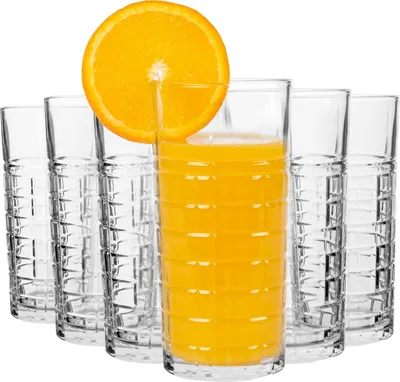 Produktbild von 6x Brit 356ml Highball-Gläser - Groß Hi Ball Glas Wasser Gin Saft Cocktail Trinkgläser Becher-Set - by LAV