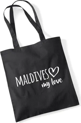 Produktbild von Huuraa Jutebeutel Maldives my love 10 Liter Black Baumwolle Tasche Geschenkidee