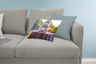 Produktbild von MuchoWow® Zierkissen Sofakissen Wohnzimmer Dekokissen 60x40 cm Essender Igel - Kopfkissen - Polster mit Foto