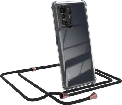 Produktbild von EAZY CASE Handykette kompatibel mit Xiaomi 11T / 11T Pro 5G, Handyhülle mit Umhängeband, Handykordel, Schutzhülle Clear, Band in Schwarz