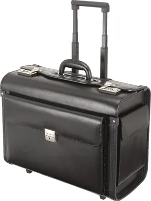 Produktbild von Alassio Pilotenkoffer "SILVANA", Leder, schwarz, mit Trolley (92705)