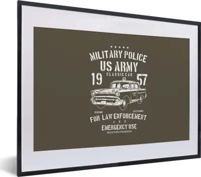 Produktbild von MuchoWow® MuchoWow® Gerahmtes Poster Mancave - Auto - Oldtimer - Armee 40x30 cm - Poster mit zchwarzem Bilderrahmen - Bilderrahmen - Poster im Rahmen