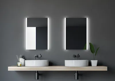 Produktbild von Badspiegel mit Beleuchtung Talos Loft 50 x 70 cm Wandspiegel - hochwertiger Aluminiumrahmen mit Kippschalter - Lichtspiegel mit Lichtfarbe Neutralweiß - Badezimmerspiegel