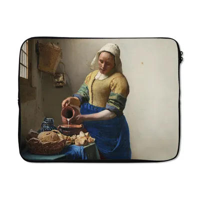 Produktbild von MuchoWow® Laptop Hülle 17 Zoll Laptoptasche Das Milchmädchen - Kunst - Alte Meister - Vermeer - Zipper - Schutzabdeckung
