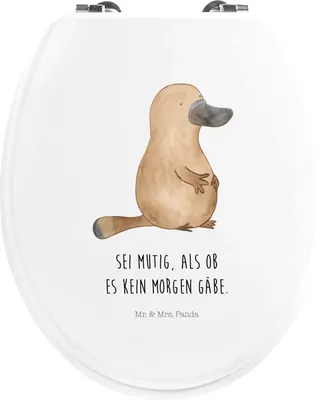 Produktbild von Mr. & Mrs. Panda Toilettendeckel Schnabeltier Mut - Weiß - Geschenk, Büro, Meer, Arbeit, Motivation, Klobrille, Weltreise, WC Deckel, sitz motiv, Brille, Training