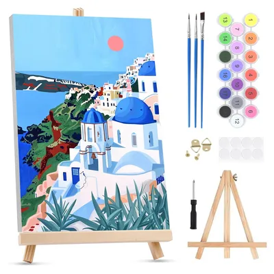 Malen nach Zahlen Set Santorini, 20x30cm, Acryl, für Erwachsene