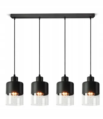 Zdjęcie produktu dla Lampa Sufitowa Wisząca Żyrandol Dual Glass 568-BZ4 LED E27 Black Edition