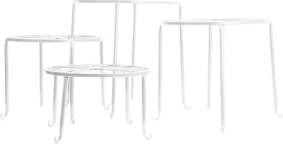 Produktbild von 4 in 1 Metall Blumenständer Blumenregal Pflanztreppe Blumentreppe Blumenhocker Stabil Blumenbank 6 8 10 12 Zoll für Garten Innen Weiß