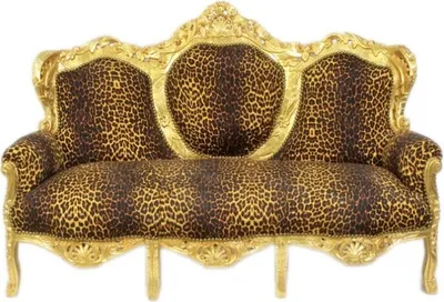 Produktbild von Barocksofa Barock Sofa Armlehne 3 Sitzer Leopard Stoff Esszimmer Wohnzimmer Büro Flur Klassisch Barock Premium Luxus Modern Retro Royal Antik Design