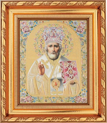 Produktbild von NKlaus Sankt Nikolaus von Myra Ikone, Rahmen mit Glas 14x16cm christlich orthodox 11376