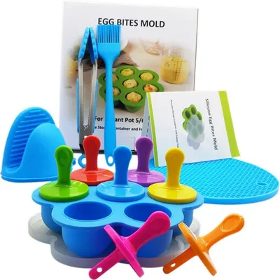 Produktbild von 7 otvorů Popsicle Moulds Egg Bites Mould Set Frozen Ice Pop Tray Kits with Spatula Brush Ice Reusable DIY Frozon Popsicle Moulds, Blue