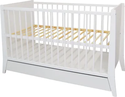 Image de Need Sleep Lit Bébé Cosmo 140x60 cm avec tiroir Hauteur réglable - Lit d'appoint Bébé blanc
