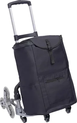 Obrázek produktu pro Schodišťový vozík - Skládací ruční vozík - 6 kol + 4 otočná kolečka - Nosnost 75 kg podlaha, 40 kg schody - Slitina hliníku a mědi - Černá barva