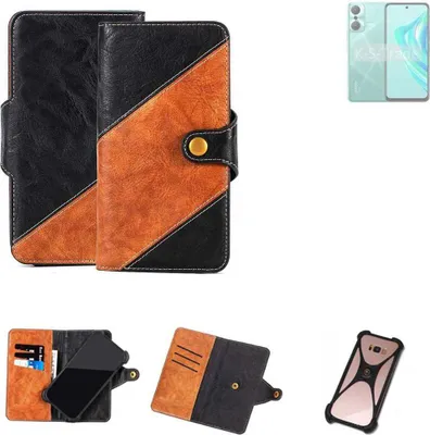 Produktbild von K-S-Trade Handyhülle Schutzhülle Bookstyle Case Wallet-Case kompatibel mit Infinix Hot 20 Play Handy Cover Bumper Klapphülle schwarz hellbraun 1x