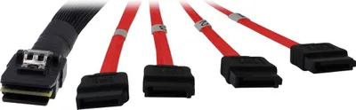 Obrázok produktu pre Inter-Tech SFF 8087 - 4 x SATA 1m, 1 m, SFF-8087, 4 x SATA, Samec/samec, Čierna