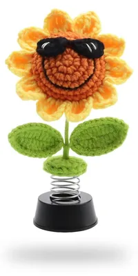 Image de Solidchoice - Décoration intérieure automobile - Figurine décorative en crochet représentant un tournesol