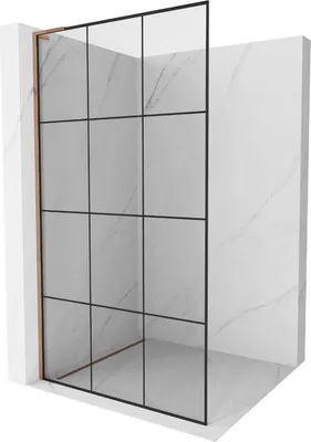 Produktbild von Mexen Kioto L Duschwand Walk-in 110 x 200 cm, schwarzes Muster, roségold - 800-110-103-60-77