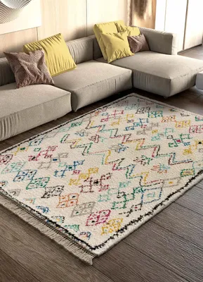 Produktbild von ATTICGO Hochflorteppich YEBEL Berber in Weiß, 135x190 cm