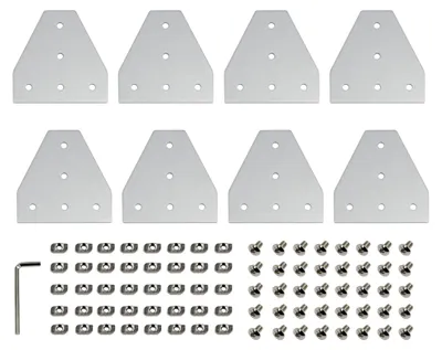 8 Eckverbinderplatten für 3030 Aluprofil, 90x90x4 mm, silber