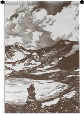 Produktbild von MuchoWow® Wandteppich Wandbehang Berg - Meer - Himmel 60x90 cm Tapisserie Dekoration Wandtuch - Foto-Teppich - Abwaschbar