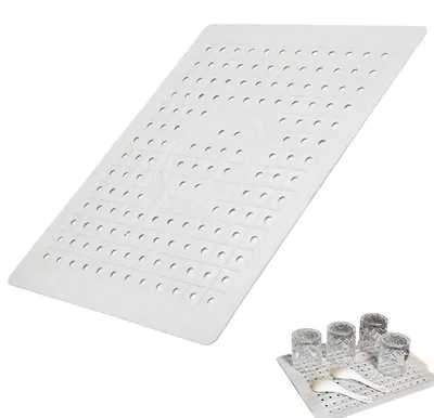 Produktbild von Spülbeckenmatte Silikon – 31 x 26 cm Abtropfmatte für Küchenspülen – Spülbeckenunterlage für Geschirr, Gläser & Besteck – rechteckig - Weiß