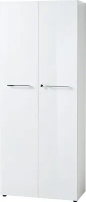 Produktbild von Aktenschrank Ordnerschrank mit weißen Glasfronten MONTERO-01 abschließbar BxHxT ca. 80x196x37cm