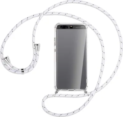 Produktbild von Handykette Backcover-Schutzhülle mit Band (Metall silberfarben) für Huawei P10 Plus - weiß/grau