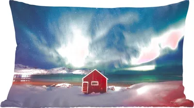 Produktbild von MuchoWow® Zierkissen Sofakissen Wohnzimmer Dekokissen 50x30 cm Nordlichter - Himmel - Nacht - Wohnzimmerdekoration - Polster mit Photo