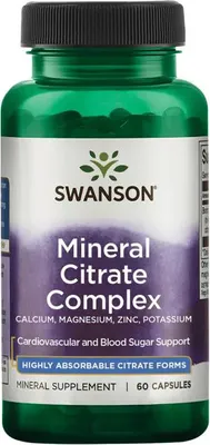 Obrázek produktu pro MultiMineral Citrát - vápník, hořčík, zinek, draslík 60 kapslí Swanson Health Products