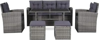 Obrázek produktu pro vidaXL 6dílná zahradní lounge souprava s polštáři Poly Rattan Grey