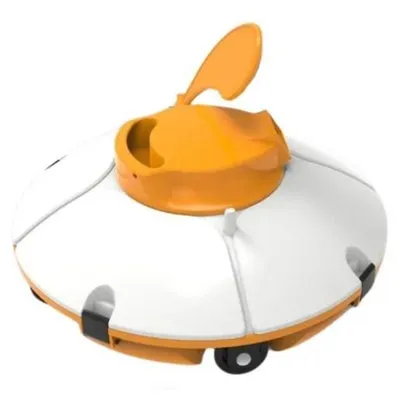 Image de Bestway Agate : robot aspirateur sans fil pour piscines avec fond plat, jusqu'à 15 m², batterie lithium, orange et blanc, filtre en cartouche de 180 µm