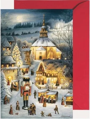 Produktbild von Miniadventskalender Seiffen mit Holzkunst-Motiv, 11,5 x 17 cm