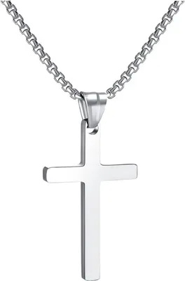 Produktbild von RWQIAN Kreuzkette Herren Edelstahl Silber Gold Schwarz Anhänger Halskette